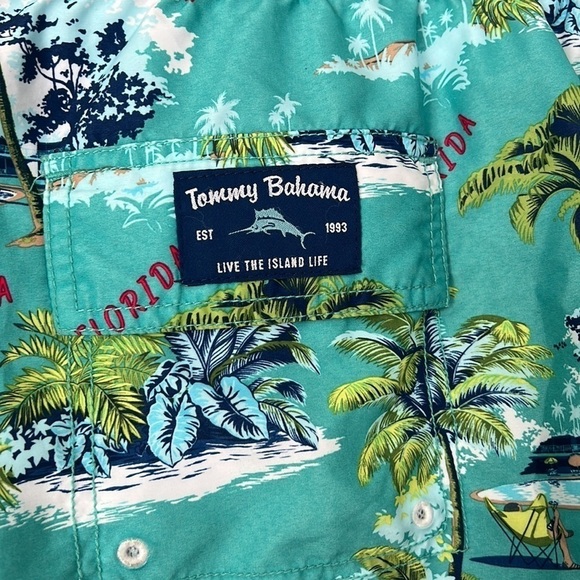 Tommy Bahama Board Shorts Men’s XLTG Green Blue FLORIDA Drawstring Swimsuit 🔷 - Picture 4 of 6